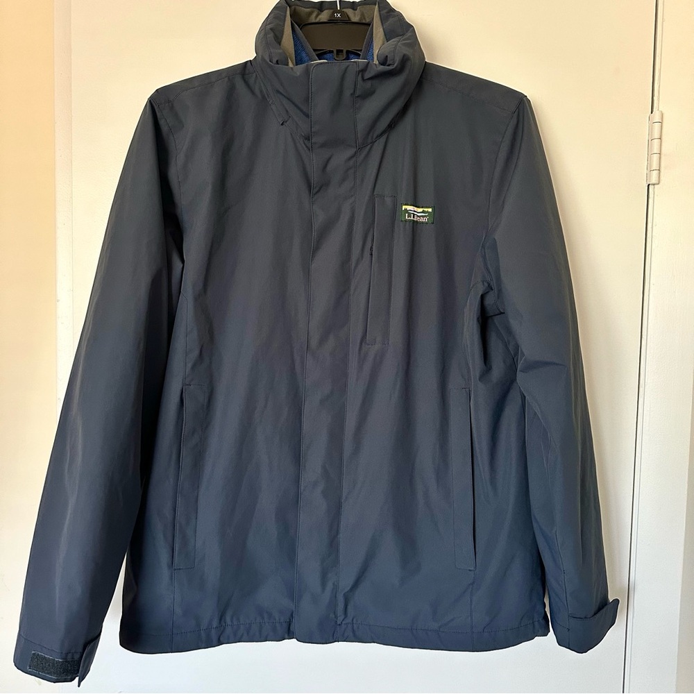 L.L. Bean Men Size M Sweater Fleece 3-in-1 Winter Jacket Navy Blue 501838